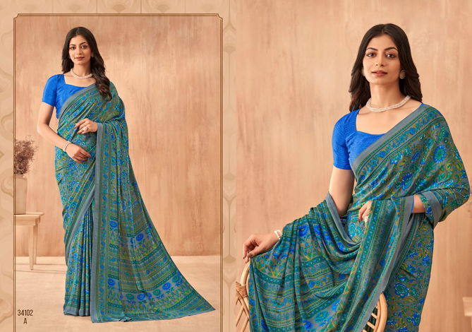 Vivanta Silk 34 By Ruchi Silk Crepe Printed Sarees Wholesale Clothing Suppliers In India